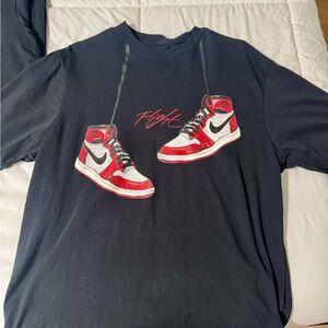 Jordan Men's Black and Red Sneaker Graphic T-Shirt -Size M